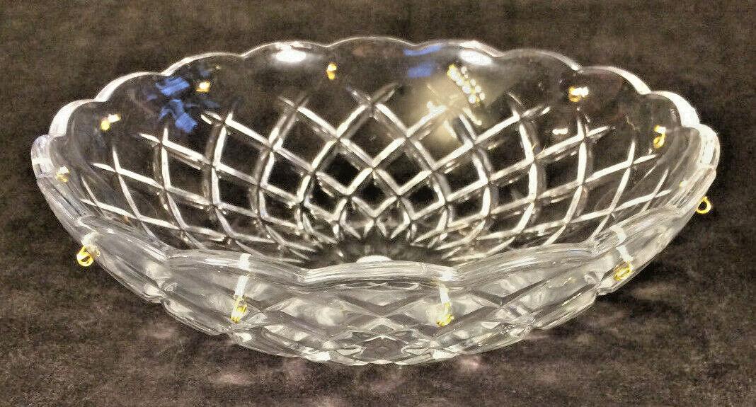 NEW 8" Pressed Glass Round Lamp Prism Chandelier Bobeche w/ 12 Brass Pins #BB910 - Stone Door Lamps