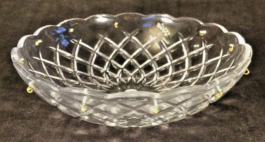 NEW 8" Pressed Glass Round Lamp Prism Chandelier Bobeche w/ 12 Brass Pins #BB910 - Stone Door Lamps