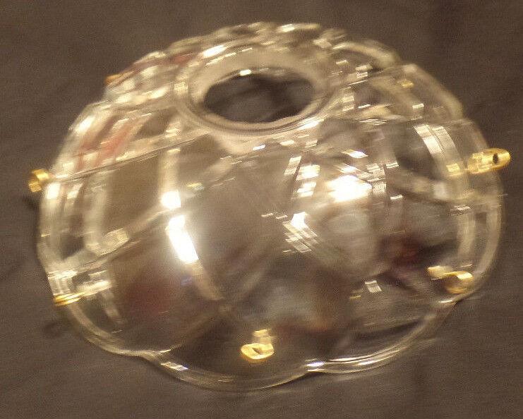 NEW 4" Pressed Glass Round Lamp Prism Chandelier Bobeche w/ 8 Brass Pins #BB909 - Stone Door Lamps