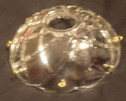 NEW 4" Pressed Glass Round Lamp Prism Chandelier Bobeche w/ 8 Brass Pins #BB909 - Stone Door Lamps