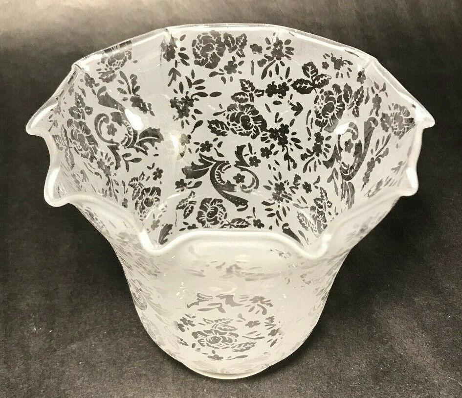 New Victorian Lace Etched Filigree Crimped Fixture Shade, 2 1/4" Fitter, #FS450 - Stone Door Lamps