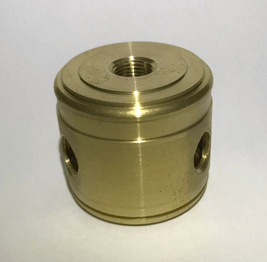 New Turned Brass 2 Pc. Modern Lamp Cluster Body, 3 Holes, 1/8F Tap, Unfinished - Stone Door Lamps