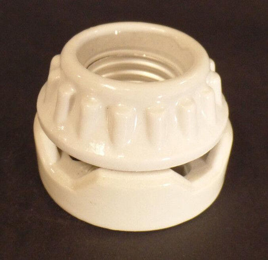 Lot of 100 Medium Base E26 Glazed Porcelain 2 Piece Ring Sign Edison Sockets - Stone Door Lamps