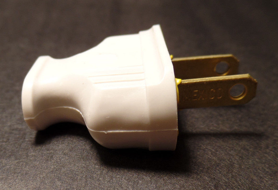New White Heavy Bakelite Plug, Early Electric Style, Lamp Part,U.L.Listed #BP535