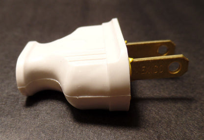 New White Heavy Bakelite Plug, Early Electric Style, Lamp Part,U.L.Listed #BP535