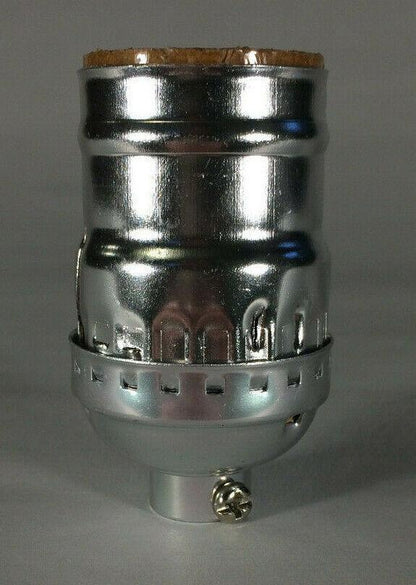 New Short Keyless Lamp Socket, Medium Base (E26), Nickel Finish #CS348N - Stone Door Lamps