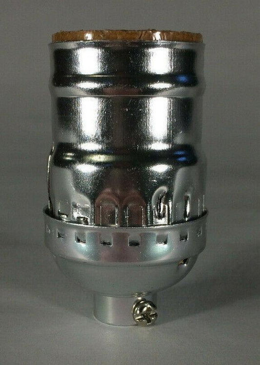 New Short Keyless Lamp Socket, Medium Base (E26), Nickel Finish #CS348N - Stone Door Lamps