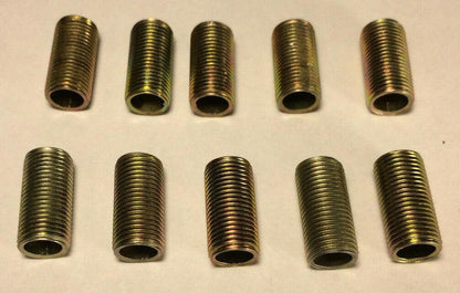 Lot Of 10, 1" ,1/8 IP Zinc Plated Steel Lamp Nipples 3/8" O.D., Rust Resistant - Stone Door Lamps