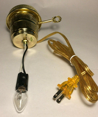 Brass Electric Burner 3-way with bottom nite lite for Aladdin Brand Lamps EB246