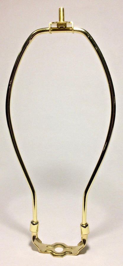 New 9 1/2" Brass Plated Heavy Duty Lamp Harp w/ Base & Protective Coating #HAR45 - Stone Door Lamps
