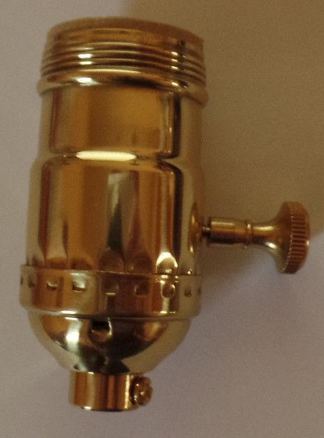New On/Off Uno Thread Solid Brass Industrial Style Turn Knob Lamp Socket #SO272 - Stone Door Lamps