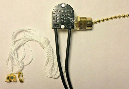 New Pull Chain Switch For Canopy Or Fan Light, 6" Long Wire Leads #CS405 - Stone Door Lamps