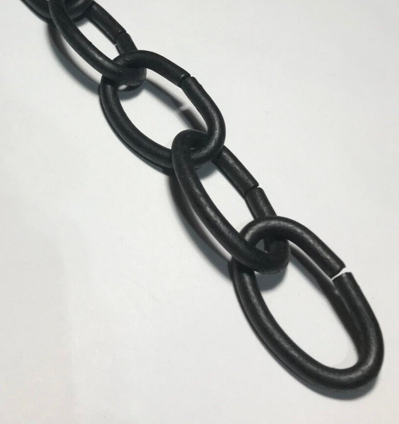 New 3 ft. 5 Gauge Oval Steel Chandelier Fixture Lamp Chain, Satin Black Finish - Stone Door Lamps