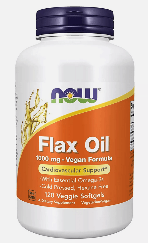 NOW FOODS Flax Oil 1000 mg Vegan Formula 120 Veggie Softgels, Expires 5/26 - Stone Door Lamps