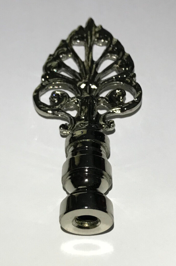 New 3 3/8" Cast Metal Decorative Lamp Finial,  Nickel Finish, 1/4-27F, #LF116N