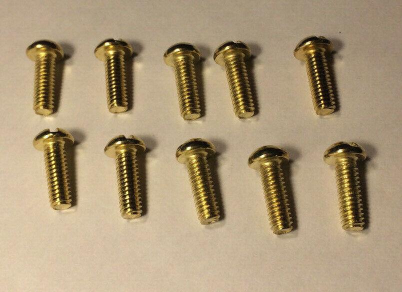 New Lot Of 10 Steel 1/2" Long Brass Plated Finish Canopy Screws 8/32 Thread #885 - Stone Door Lamps