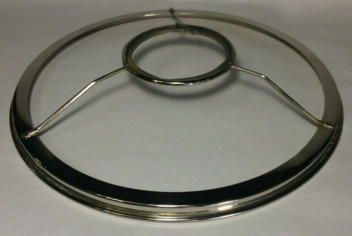 New 10" Solid Brass Rayo & Central Draft Burner Shade Ring Holder, Nickel Plated - Stone Door Lamps