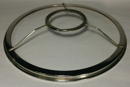 New 10" Solid Brass Rayo & Central Draft Burner Shade Ring Holder, Nickel Plated - Stone Door Lamps