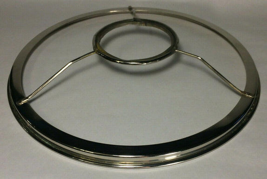 New 10" Solid Brass Rayo & Central Draft Burner Shade Ring Holder, Nickel Plated - Stone Door Lamps