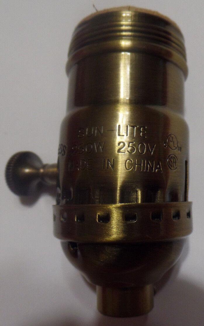 3 - way Uno Thread Antique Brass Early Electric Industrial Style Lamp Socket 270A - Stone Door Lamps