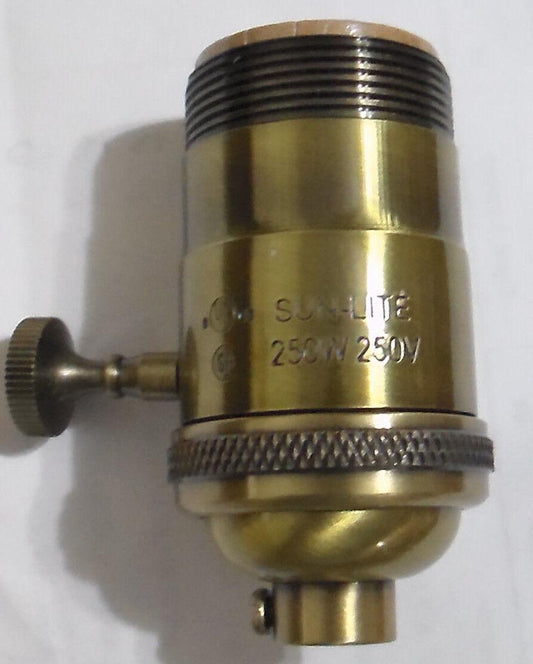 Antique Finish Brass INDUSTRIAL Look 3 - Way Heavy Duty Lamp Light Socket #SO240A - Stone Door Lamps