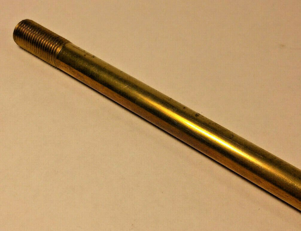 New 14" Solid Unfinished Brass Threaded Lamp Pipe, 1/8 IP (3/8") #BP328U - Stone Door Lamps