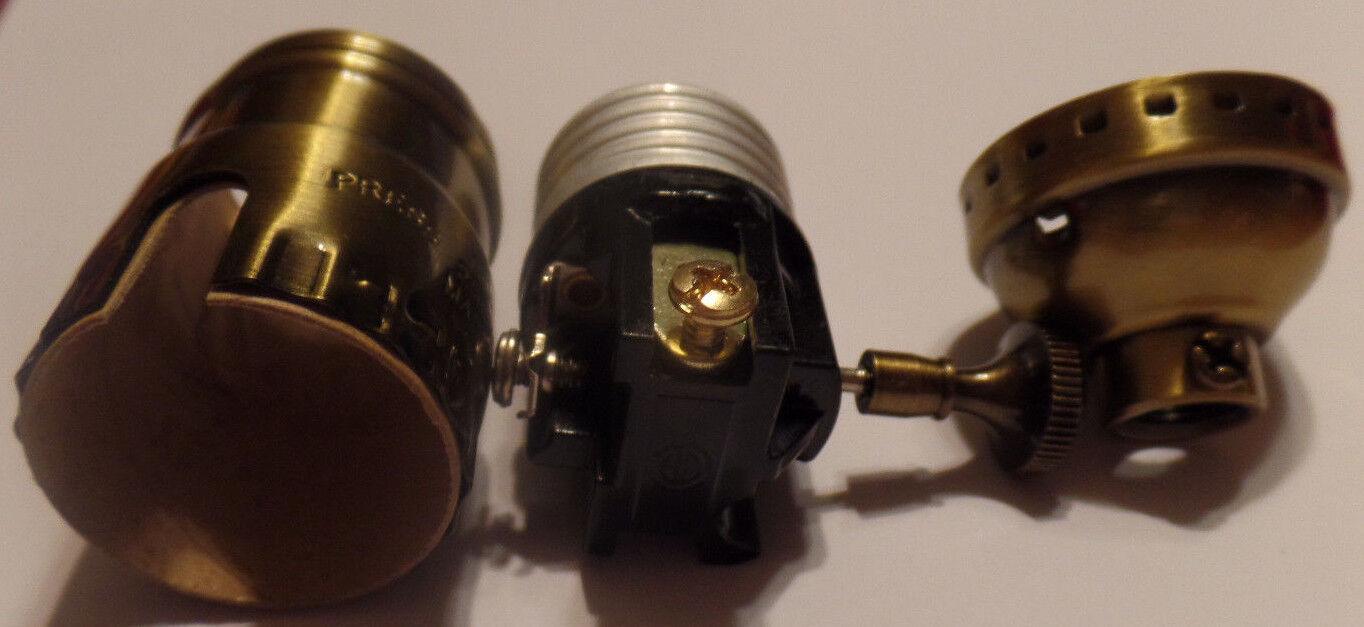 3 - way Uno Thread Antique Brass Early Electric Industrial Style Lamp Socket 270A - Stone Door Lamps