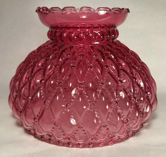 New 2nd Quality 7" Diamond Quilted Cranberry Glass Student Lamp Shade Crimp Top - Stone Door Lamps