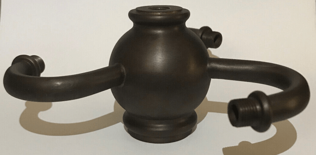 New 3 Spiral Arm Heavy Brass Antique Bronze Lamp Cluster, 5" Across 1/8F #LC459B - Stone Door Lamps
