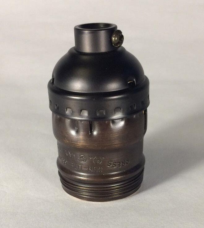 Bronze Brass Short Keyless Early Electric Industrial Style Uno Lamp Socket #290B - Stone Door Lamps