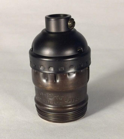 Bronze Brass Short Keyless Early Electric Industrial Style Uno Lamp Socket #290B - Stone Door Lamps