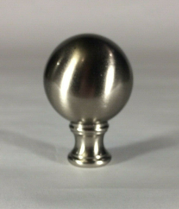 New Cast Brass Sphere Lamp Harp Finial With Nickel Finish 1 3/4" ht. LF081N