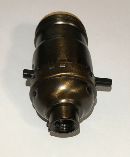 On/Off Antique Bronze Early Electric Style Uno Thread Push - Thru Lamp Socket 280B - Stone Door Lamps