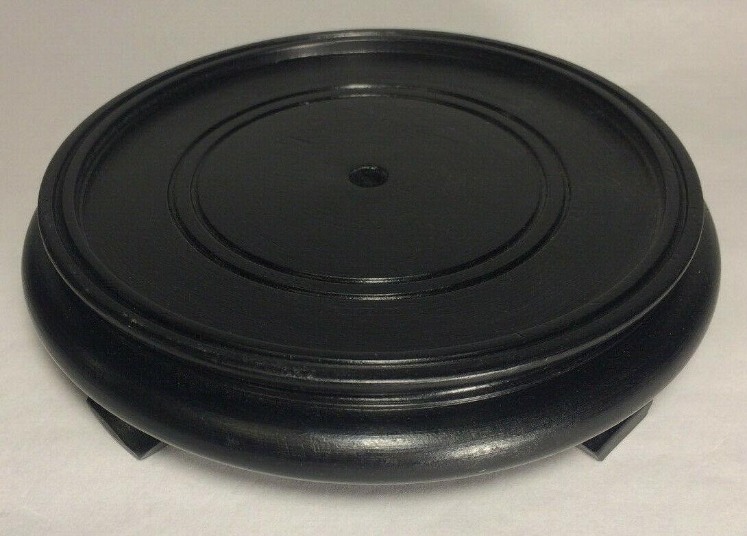 New 6" Footed Oriental Wooden Lamp Base w/ Waxed Black Finish 1/8 IP Slip WB256B - Stone Door Lamps