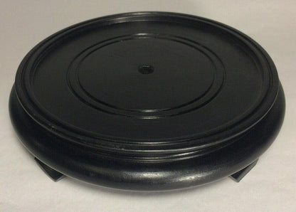 New 6" Footed Oriental Wooden Lamp Base w/ Waxed Black Finish 1/8 IP Slip WB256B - Stone Door Lamps