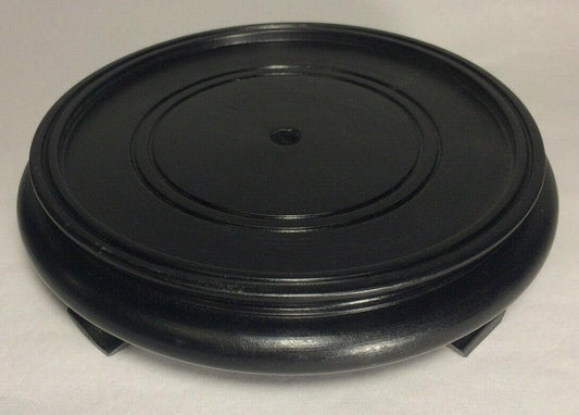 New 6" Footed Oriental Wooden Lamp Base w/ Waxed Black Finish 1/8 IP Slip WB256B - Stone Door Lamps