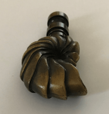 New 2 1/2" Brass Nautilus Seashell Lamp Finial, Antique Brass Finish, 1/4 - 27 Tap - Stone Door Lamps