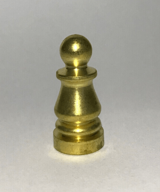 New 1" Height Unfinished Brass Colonial Lamp Finial, 1/4 - 27F Tap, #BF967U - Stone Door Lamps