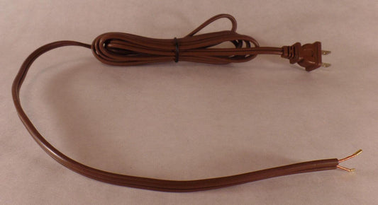 NEW 12' Brown 18/2 Plastic Covered Lamp Cord Plug Set SPT - 2,U.L. Listed, #CS820 - Stone Door Lamps