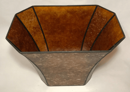 New Rectangle Mica Lamp Shade, Antique Amber Cut Corner, Copper Foil Frame #710M - Stone Door Lamps