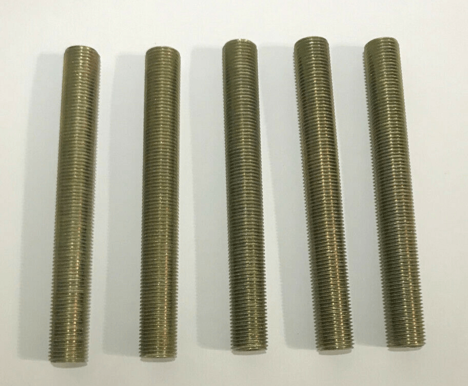 Lot Of 5, 6" ,1/8 IP Zinc Plated Steel Lamp Nipples 3/8" O.D. Rust Resistant - Stone Door Lamps