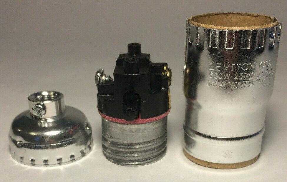 New Leviton Push - Thru Lamp Socket w/ Nickel Finish, Medium Base E26 #CS102N - Stone Door Lamps