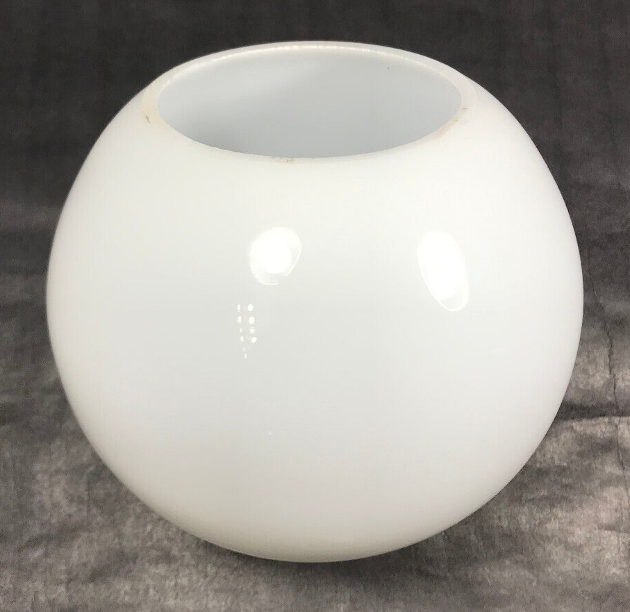 New White Opal Glass Neckless Pendant Ball Shade, 6" Diameter 3" Top Opening USA