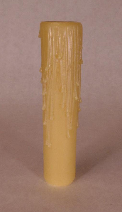 5" Tan Gold PolyBeesWax Chandelier Candelabra Candle Cover with DRIPS CC903G - Stone Door Lamps