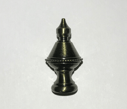 New 1 1/2" Turned Brass Lamp Finial w/ Antique Brass Finish, 1/4 - 27F Tap #BF348A - Stone Door Lamps