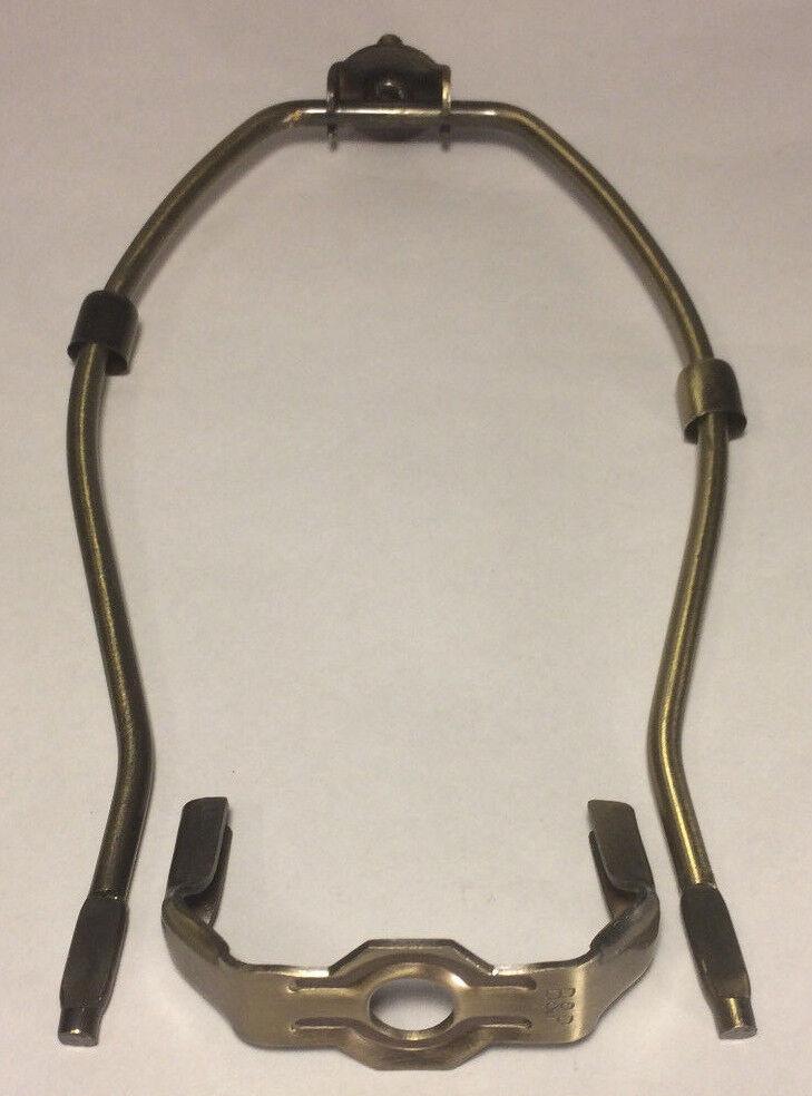 7" Heavy Antique Finish Brass Lamp HARP Shade Holder + Base for Lamp Repair - Stone Door Lamps