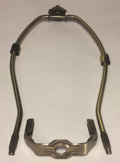 7" Heavy Antique Finish Brass Lamp HARP Shade Holder + Base for Lamp Repair - Stone Door Lamps