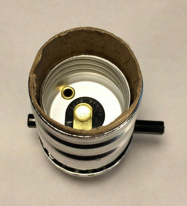 New On/Off Push - Thru Lamp Socket w/ Nickel Finish, Medium Base E26 #CS341N - Stone Door Lamps
