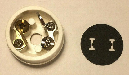 White Ribbed Embossed Early Electrical Style Plug for Antique Lamps + Insulator - Stone Door Lamps