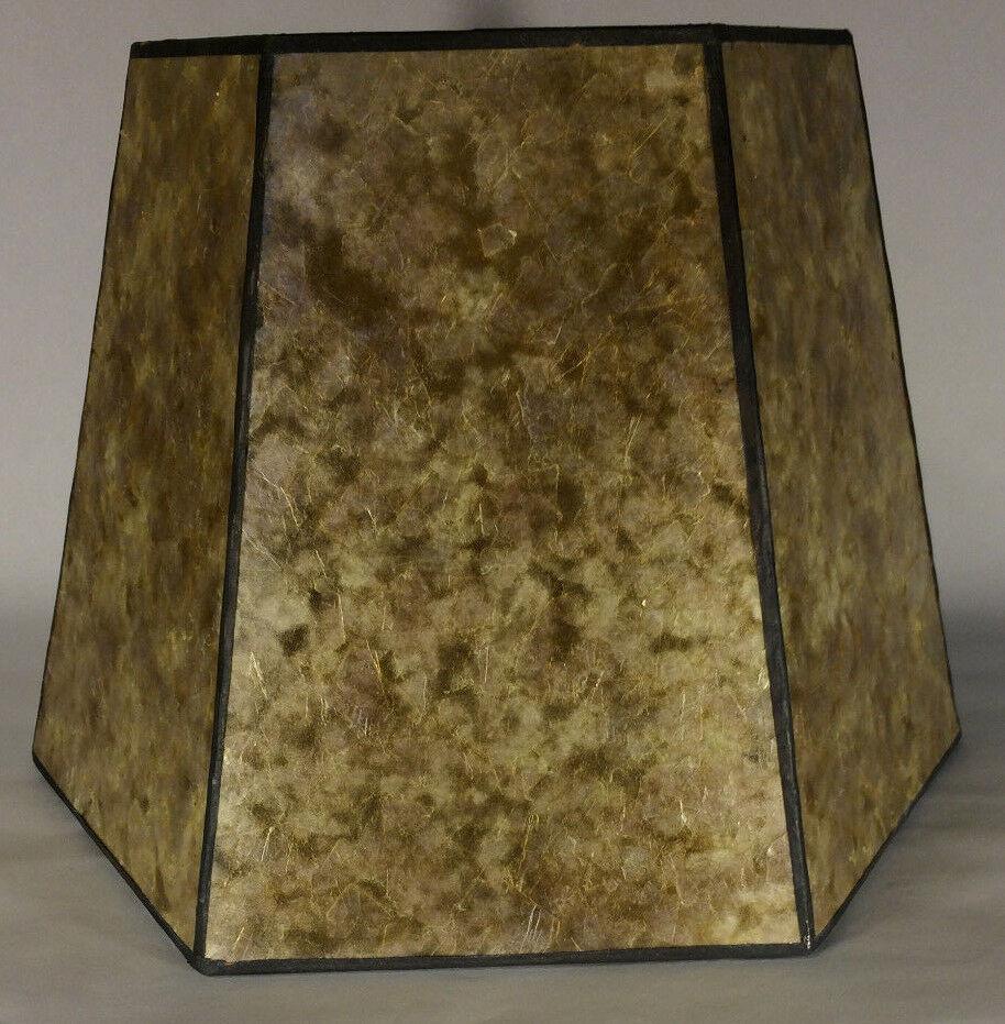 9" x 14" x 10" Golden Hexagon Style Mica Bridge Floor Lamp Shade #MS704GLD - Stone Door Lamps